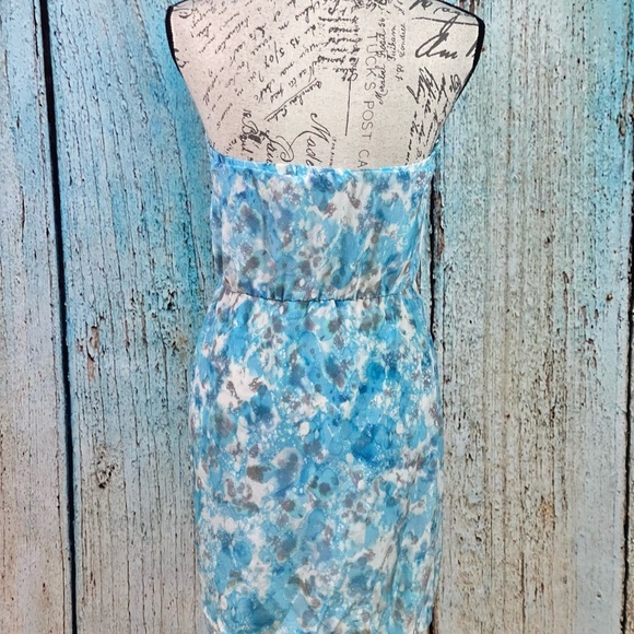 BEC + BRIDGE EUC Blue Sky Printed Strapless Silk Dress - Picture 12 of 12